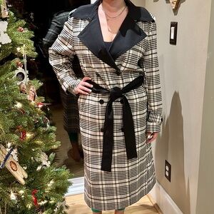NWOT 🫶🏻🧥 Twill Trench Coat In Plaid 🧥🫶🏻 women’s Large